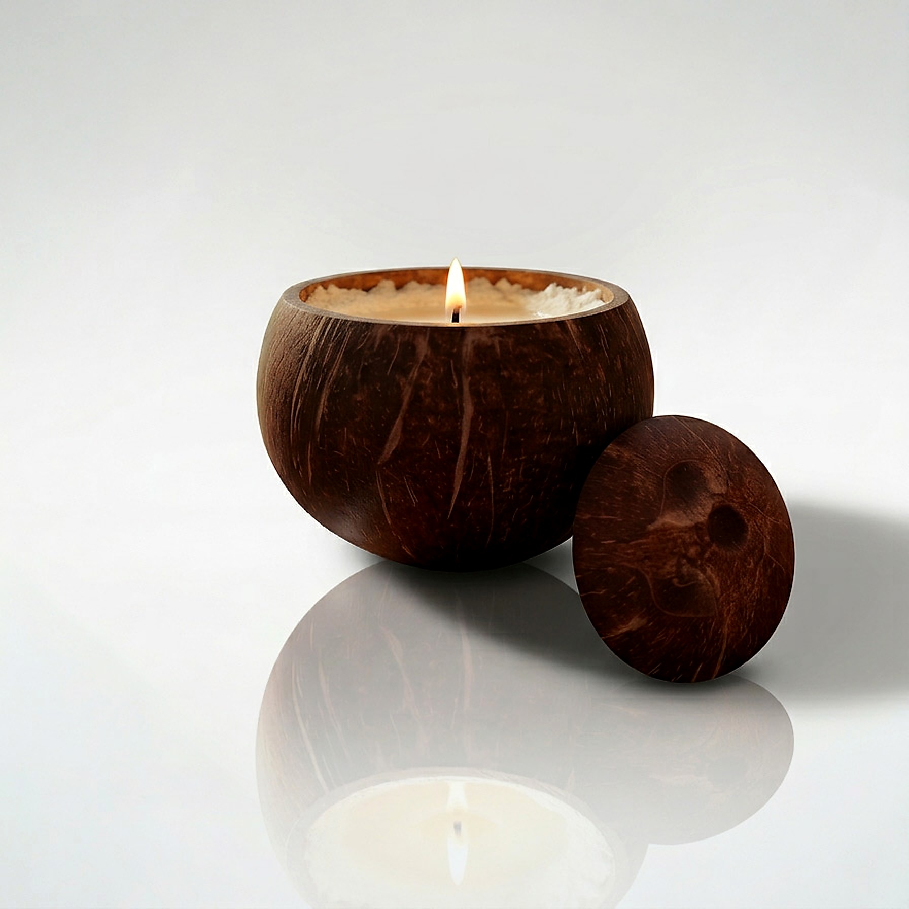 ODI MAISON coconut scented candle burning with warm flame
