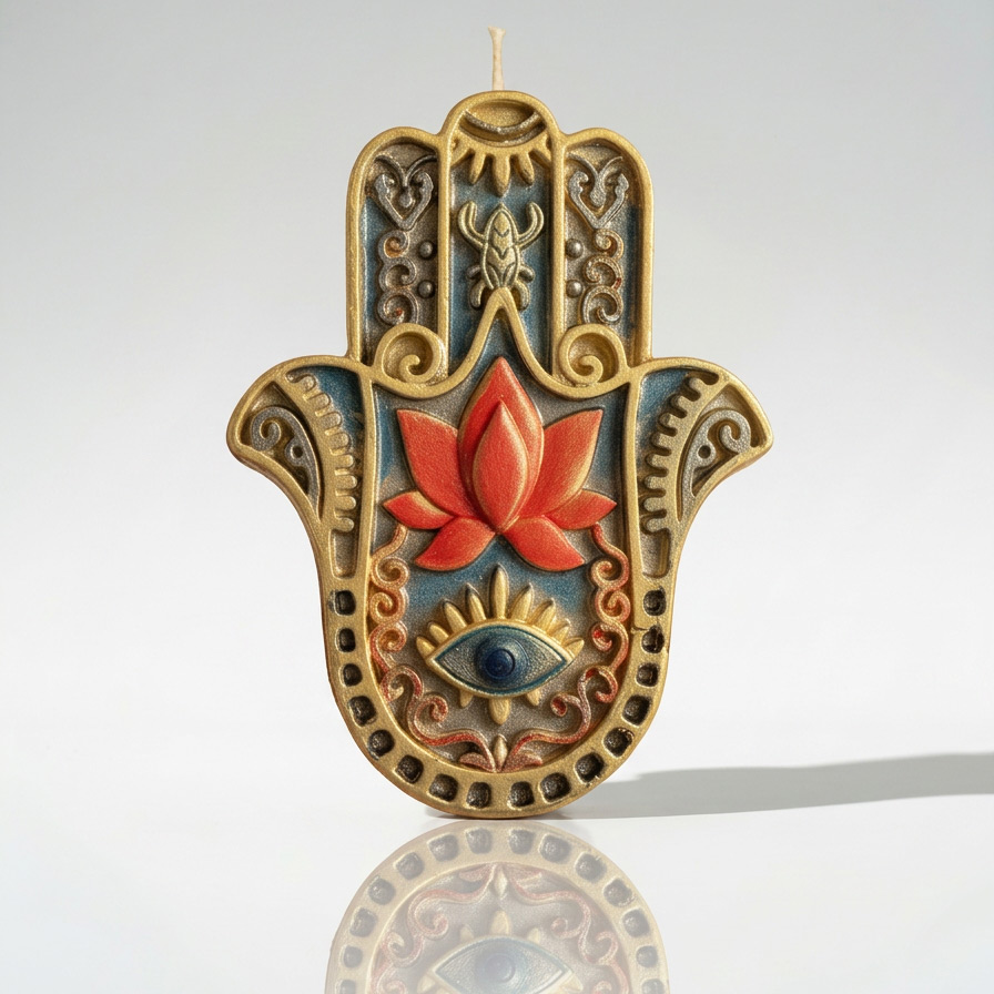 ODI MAISON Hamsa hand sculptural candle – symbolic luxury scented art candle